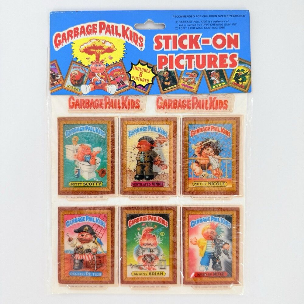 Vintage 1986 Garbage Pail Kids 6 Stick-Ons Puffy Stickers 1980s 80s Rare TOPPS